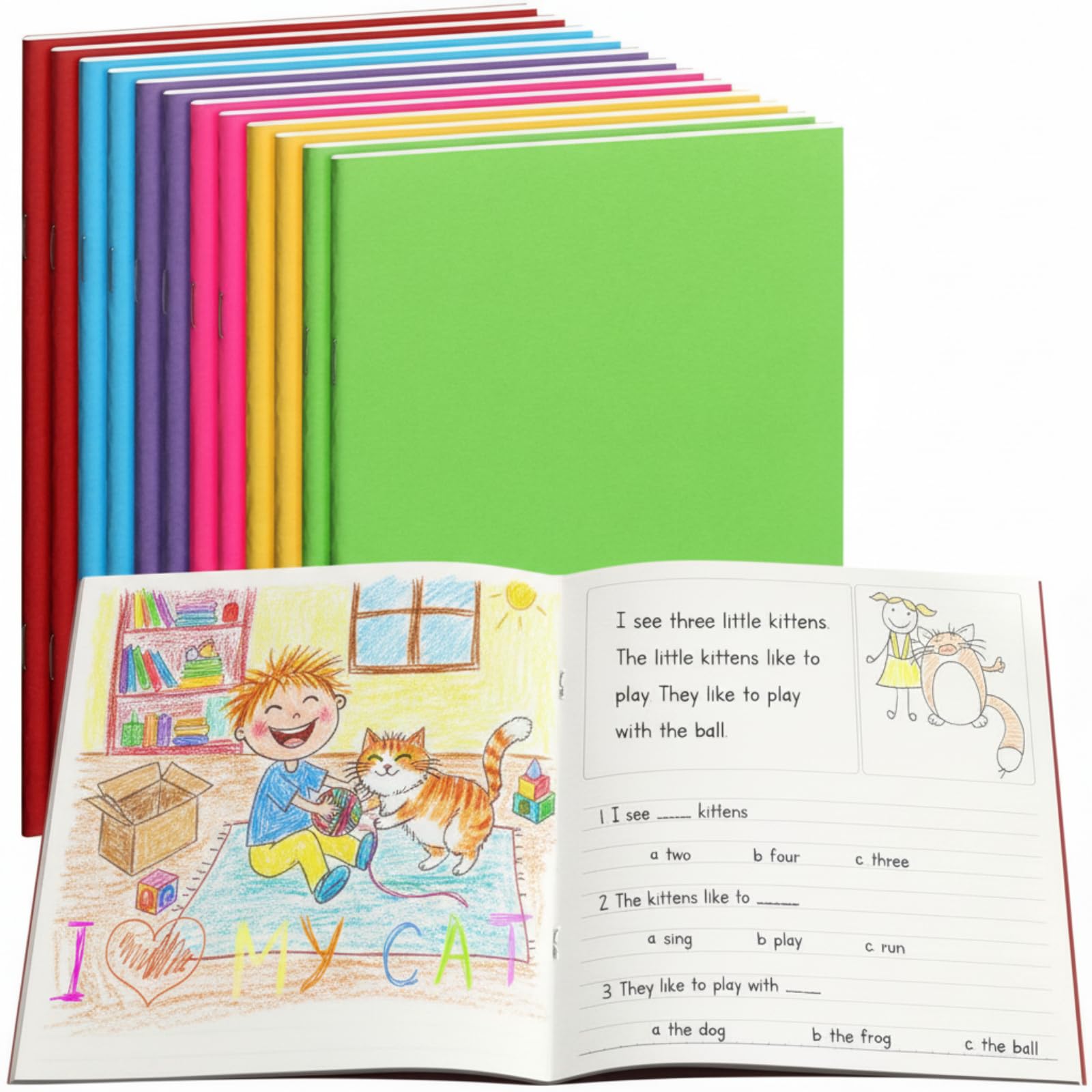 MotiMind 36 quaderni vuoti per bambini per scrivere storie, libri vuoti colorati, quaderni per studenti, libri in brossura, pagine da disegno, arti elementari primarie, artigianato, 14 x 21,1 cm