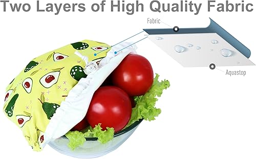 Miniatura 5 de Fundas reutilizables hechas a mano de tela de algodón, dos capas de tela (juego de 3, aguacate)