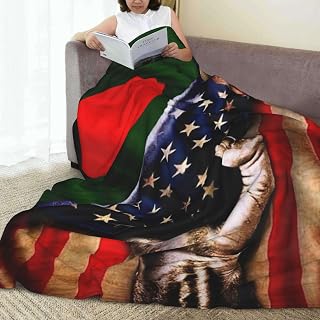 America and Bengal Bangladeshi Flag Blanket Soft Throw Blankets All Season Flannel Blankets for Sofa Couch Bed Living Room Black Throw Blanket 50"X40"