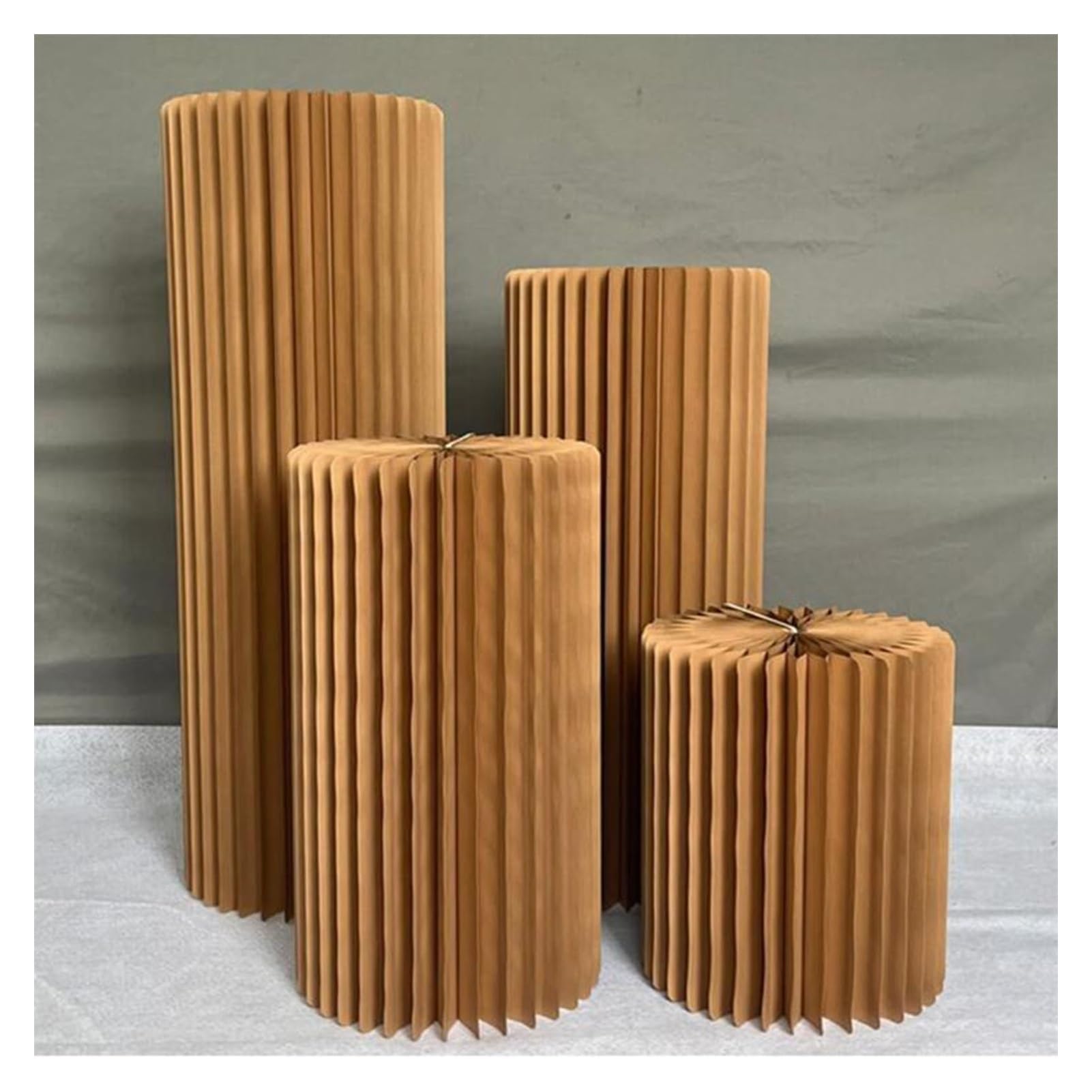 CXGfdghD plinth， Foldable Paper Columns Display Wedding, Centerpiece Cardboard With 4pcs Acrylic Disc(Bruin,Diameter 40cm)