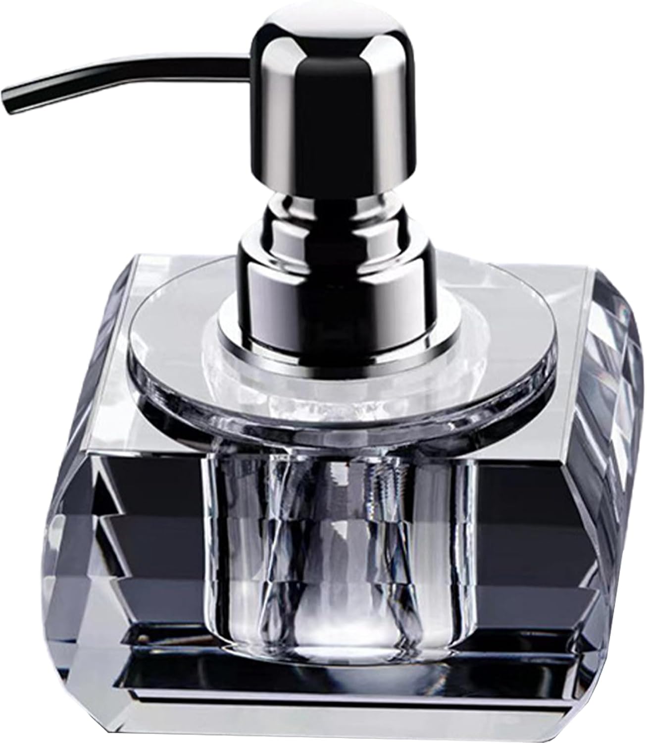 Crystal Soap Dispenser, 100ml Anti-Slip Glass Pump Bottle with Anti Slip Pad for Bathroom Kitchen
