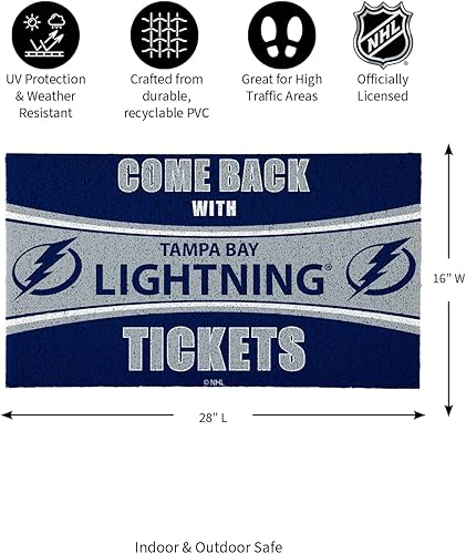 Miniatura 3 de Team Sports America NHL Tampa Bay Lightning  Entrada interior y exterior  28 x 16 pulgadas  Parte trasera antideslizante  Tapetes de bienvenida