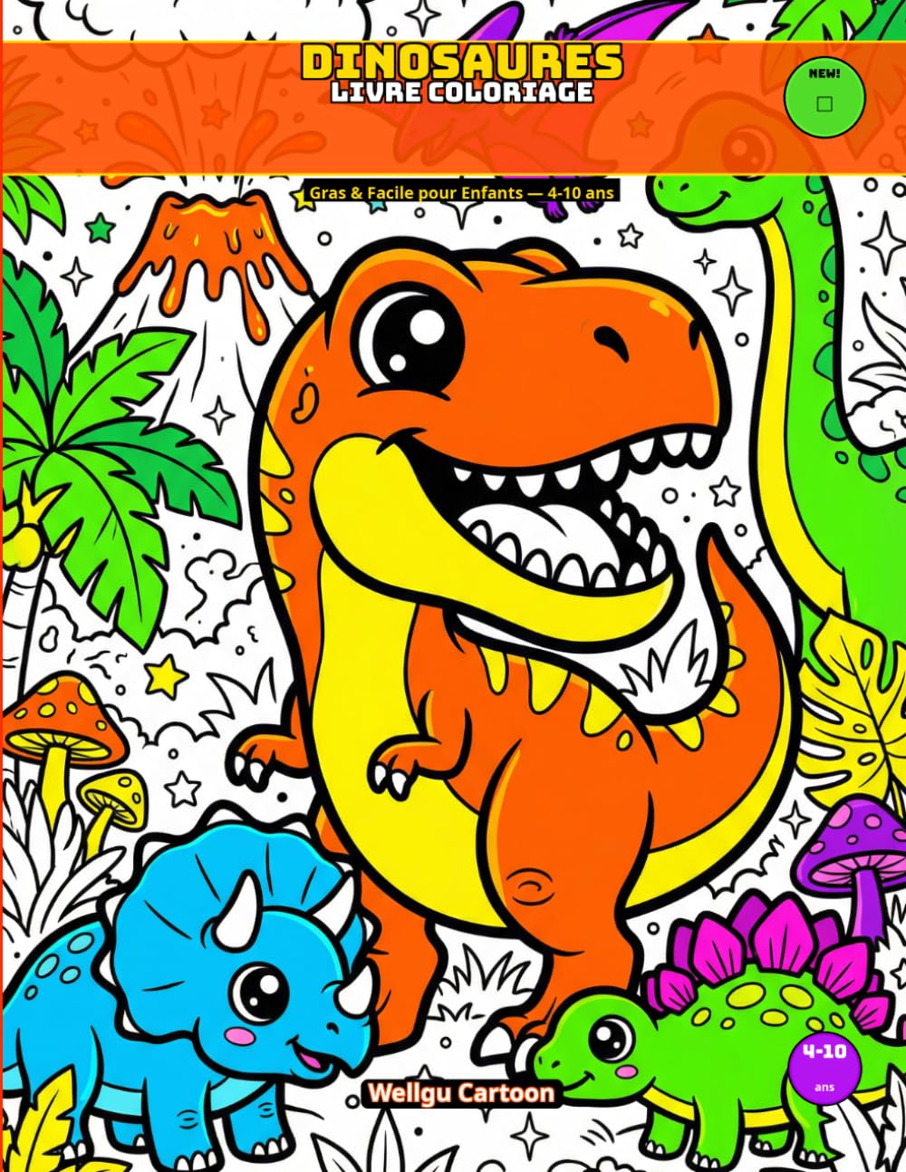 Livre de Coloriage Dinosaures - Édition Enfants: Livre de coloriage avec 40 dessins de dinosaures colorés...