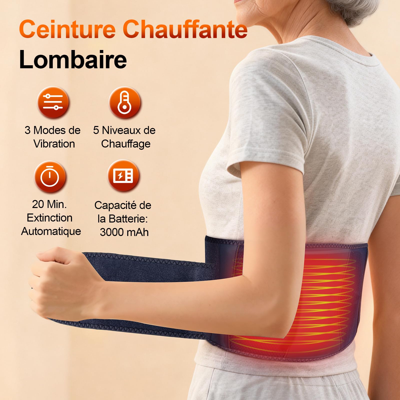 Ceinture Chauffante Lombaire Masseur Dos