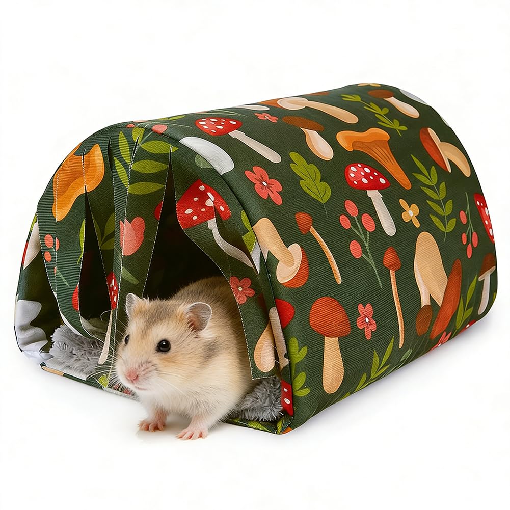 FARYODI Hamster Nest Cuddly Cave with Fur Cushion, Washable Cuddly Cave for Hamsters, Rabbits, Hedgehogs, Chinchillas, Bearded Dragons and Ferrets