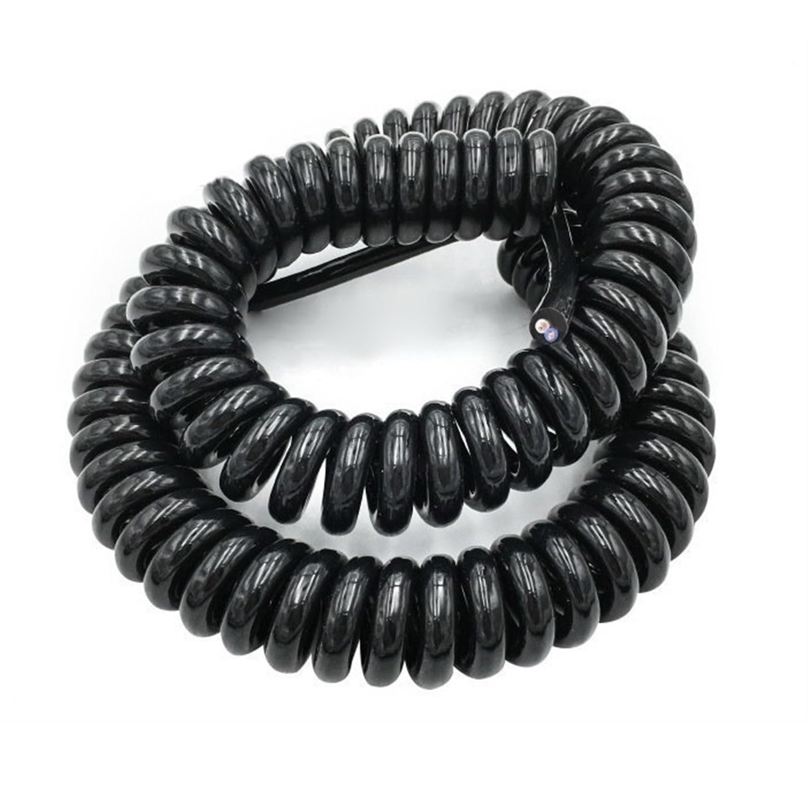 GPDNBIEU Spring wire, 2 Cores Spiral Power Cord Cable Black Spring Expandable Wire Telescopic Retractable Coil(2 core 24AWG,Line length 2.5meter)