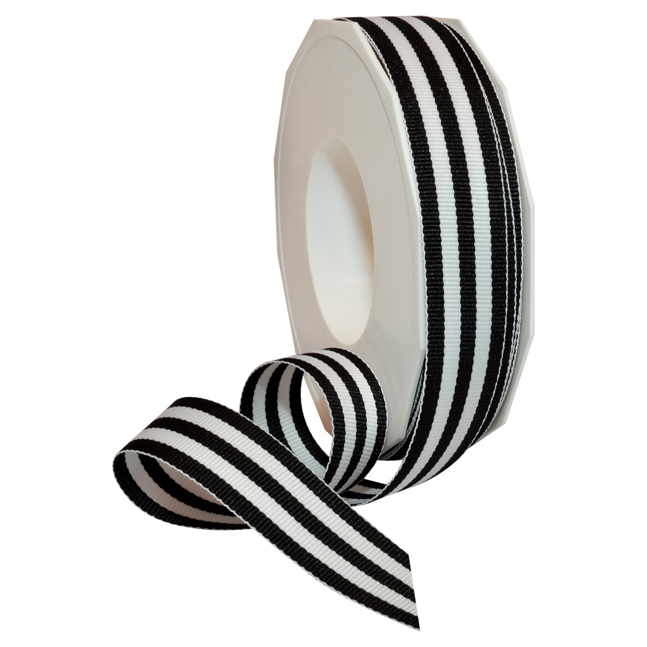 Morex Ribbon Polyester Grosgrain Striped Decorative Ribbon, 20 Yard, Black, 7/8 in