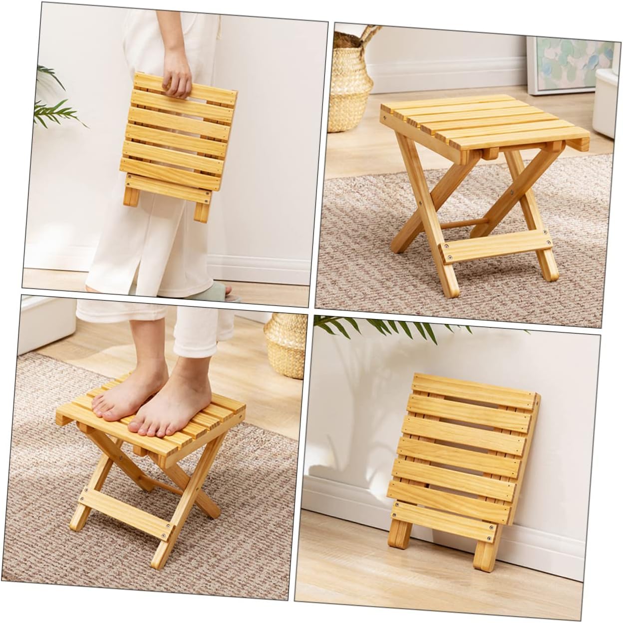 Portable Wooden Folding Table Outdoor Small Picnic Rv Furniture Sturdy Side Table Stool