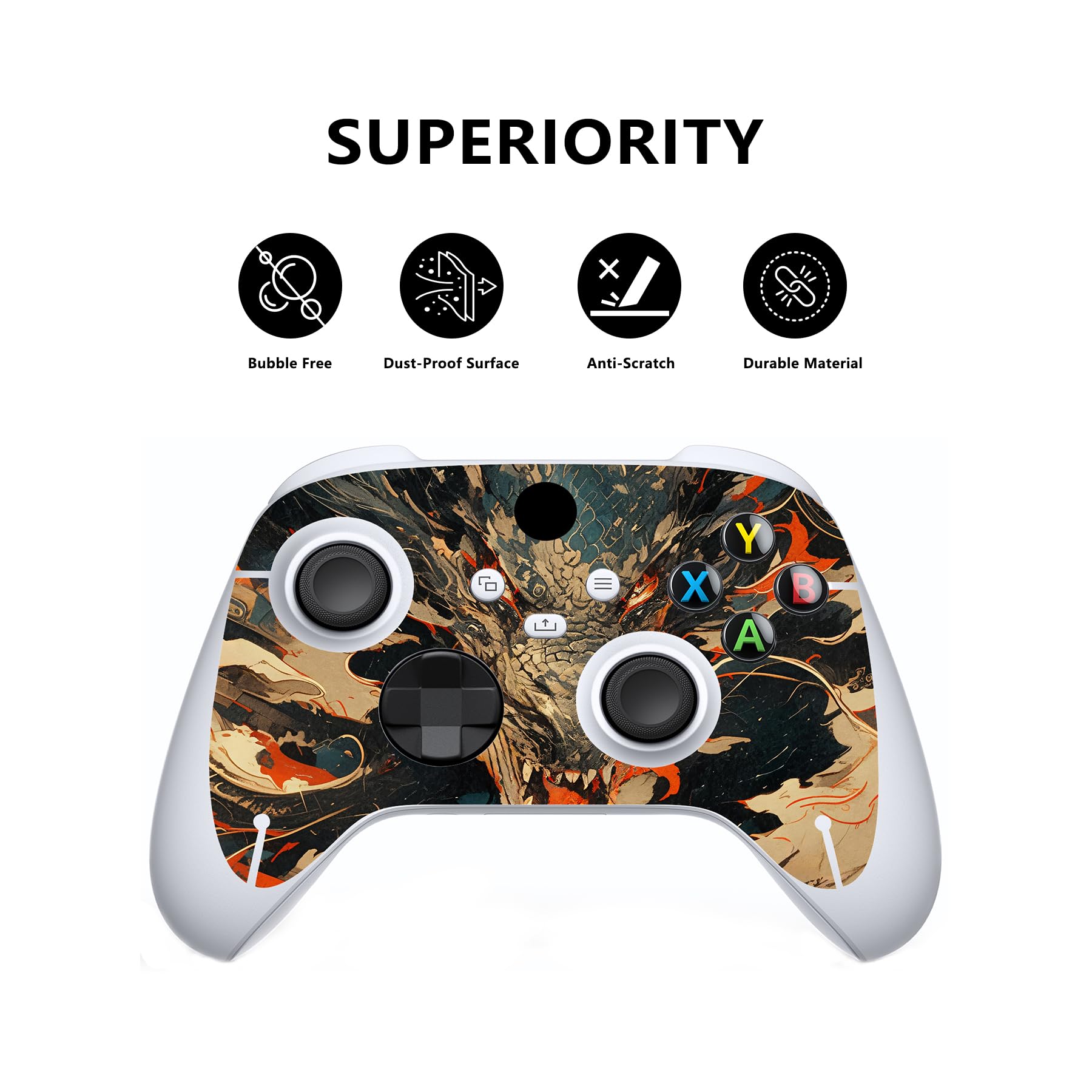 PlayVital Autocollant Protection pour Xbox Series S Sticker Manette Skin pour Xbox Series S Accessoires Console-Dragon Fureur
