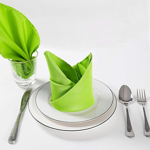 Miniatura 5 de Servilletas de tela de 17 x 17 pulgadas, lavables de poliéster, servilletas de mesa suaves para bodas, fiestas, cenas, banquetes (verde manzana, 100