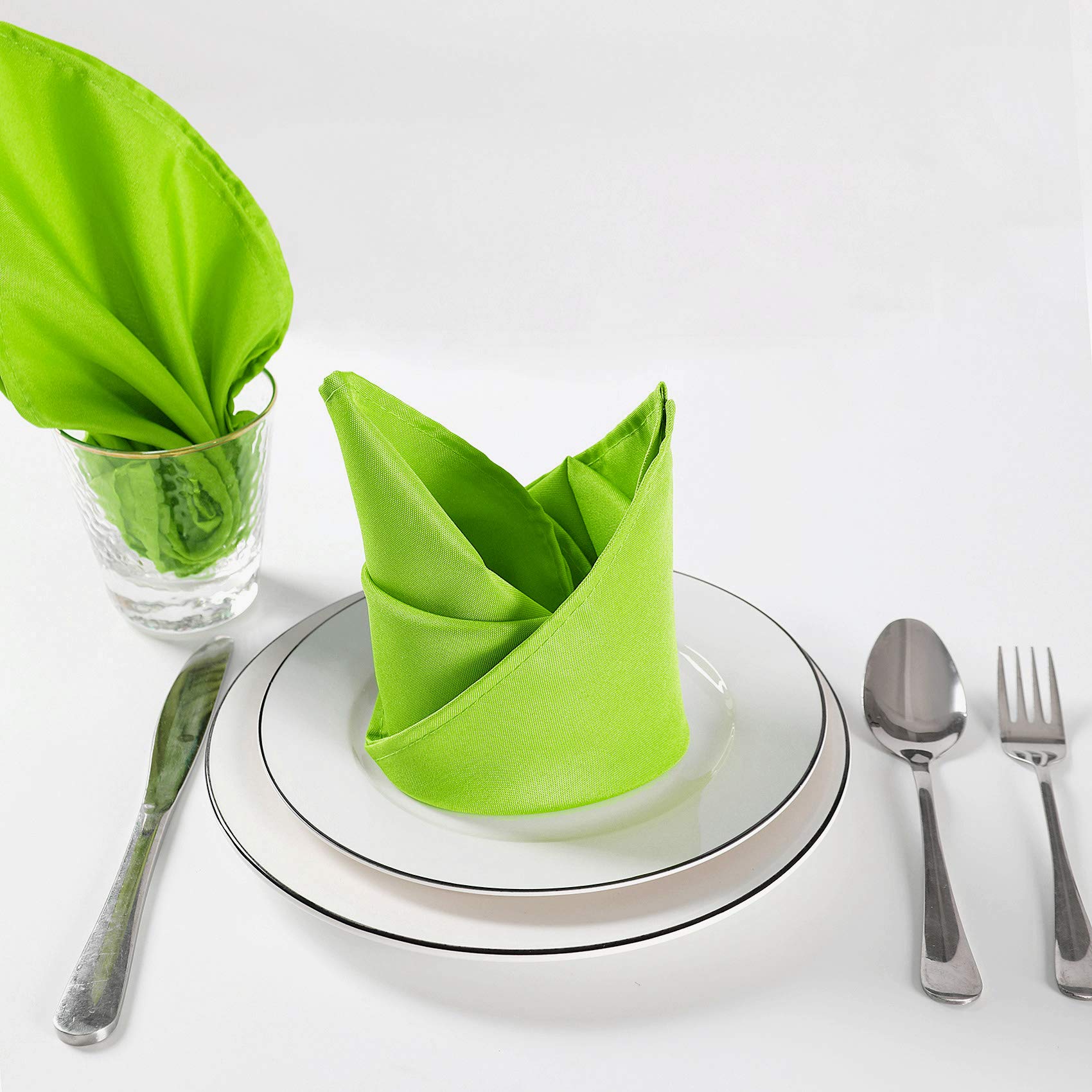 Cupuamon Servilletas de tela de 43 x 43 cm, lavables de poliéster, servilletas de mesa suaves para bodas, fiestas, comedores (verde manzana, 50 unidades)