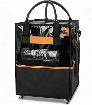 Reusable Grocery Bag on Wheels, 75L Large-Capacity Zippered Roller Tote, Carries Up to 66 LBS, Lightweight for Groceries, Laundry, Moving, Storage