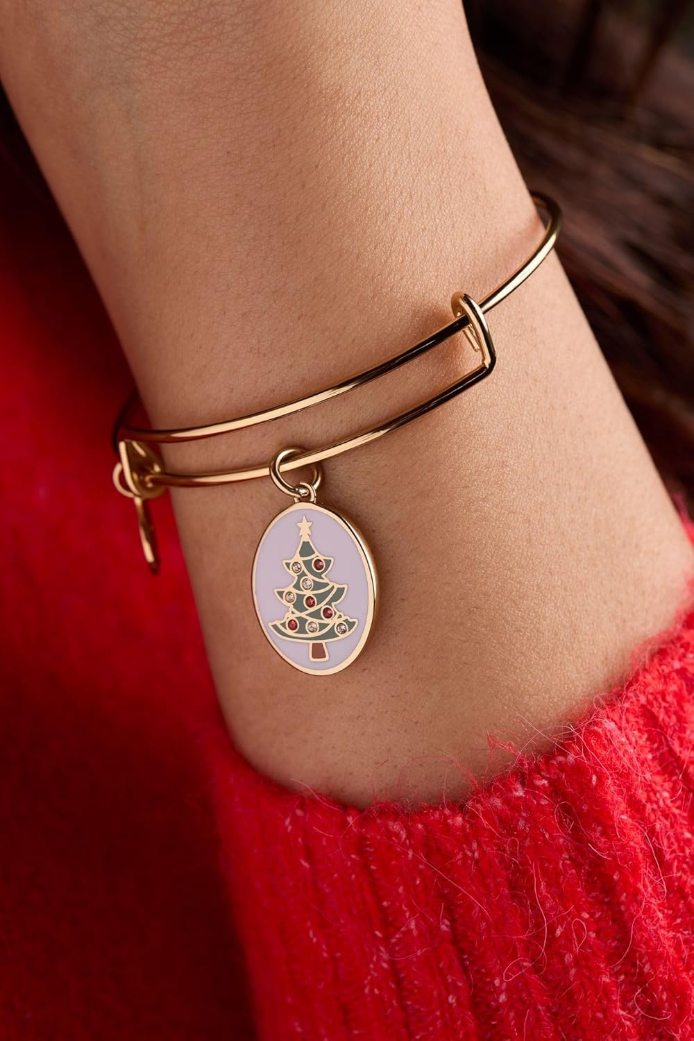 Alex and Ani Have A Tree-mendous Christmas Expandable Wire Bracelet, Shiny Gold - Image 4