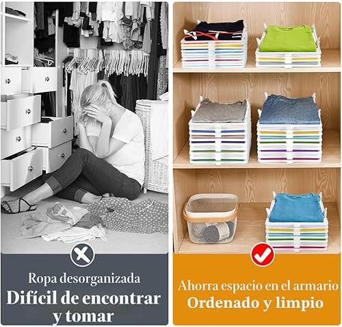 Vista 3 de Accenter Organizador de Camisetas para Almacenamiento de Ropa, Organizador de Armario Apilable con Fácil Acceso, Tabla para Doblar Camisas