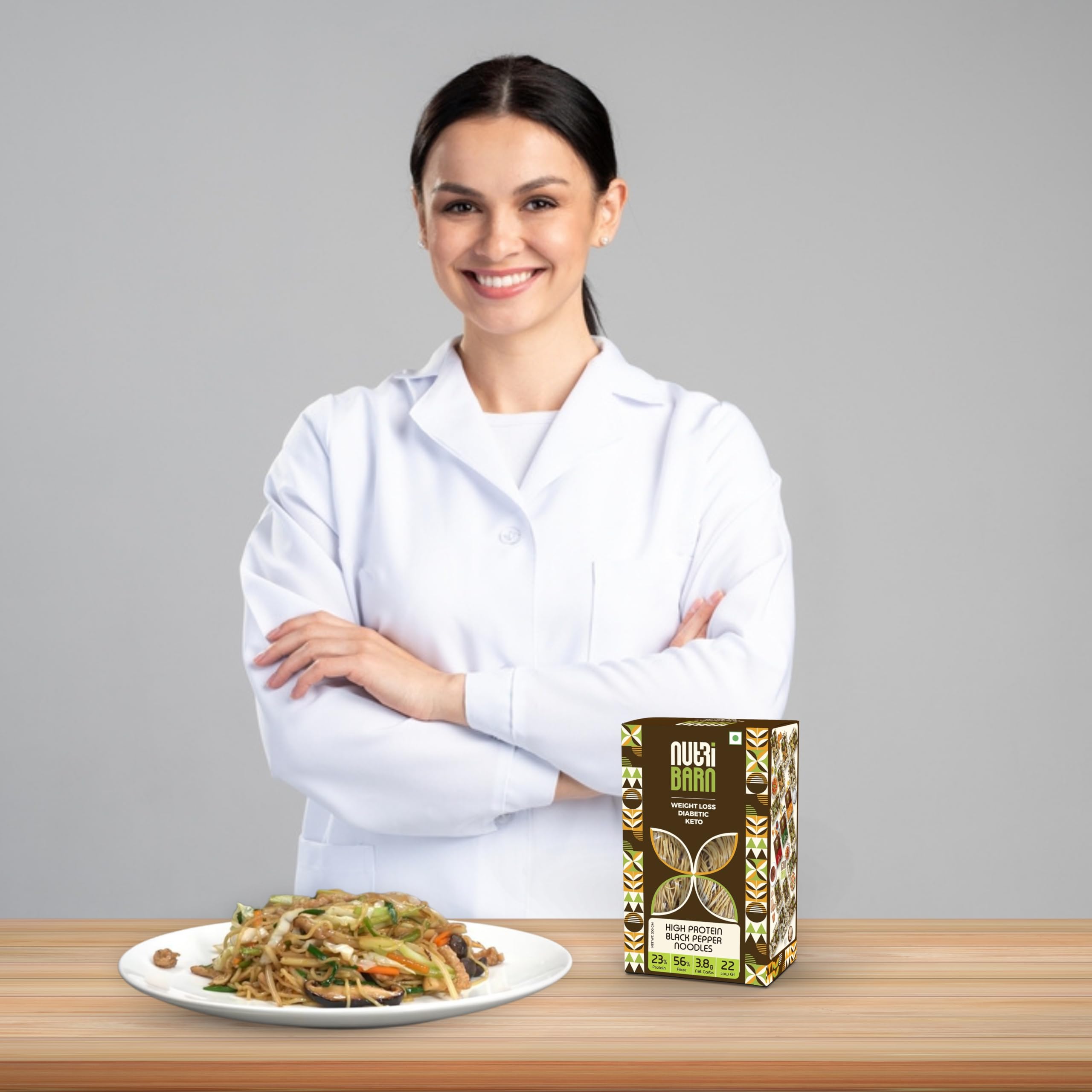 Nutribarn Keto Pepper Noodles Spaghetti, 200 Gms, 1 Pack, 3.5g Net Carb & 16g High Protein/Serving, Identical to Regular Noodles, Ultra Low Carb, Pre-Biotic High Fibre, For Keto Diet and Weight Loss 4