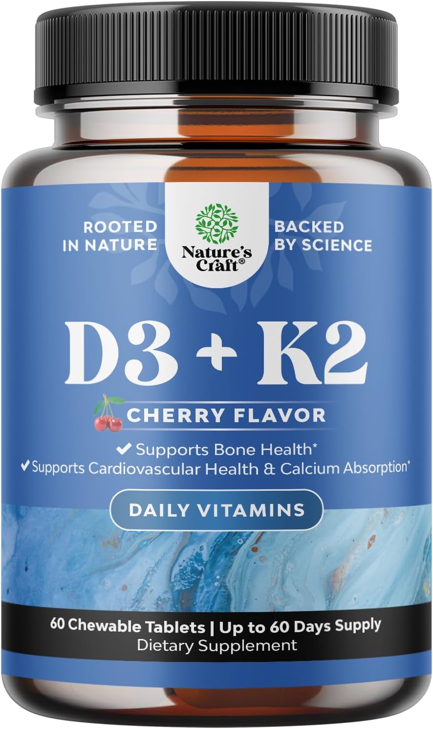 Vitamin D3 with K2 MK7 Supplement - Vitamin D3 2000 IU Tablets and K2 for Immune Support Bone Health Heart Health Joint Support Bone Strength and Mood Boost - VIT Immune System - 60 Count