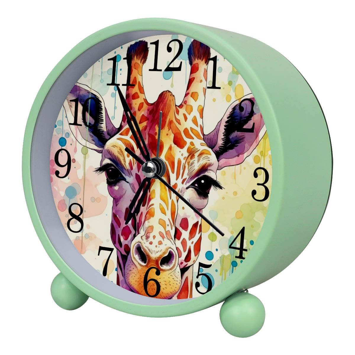 Luoweisi Alarm Clock Colorful Giraffe, Silent Non-Ticking with Night Light