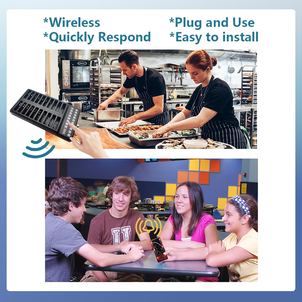 3 Digits Beater Restaurant Vibrator, Wireless Call System, 7 Call Modes, 500 m Long Distance, 3 Seconds Quick Response, One to Multiple (20 Beeper + 1 Waterproof Keyboard)