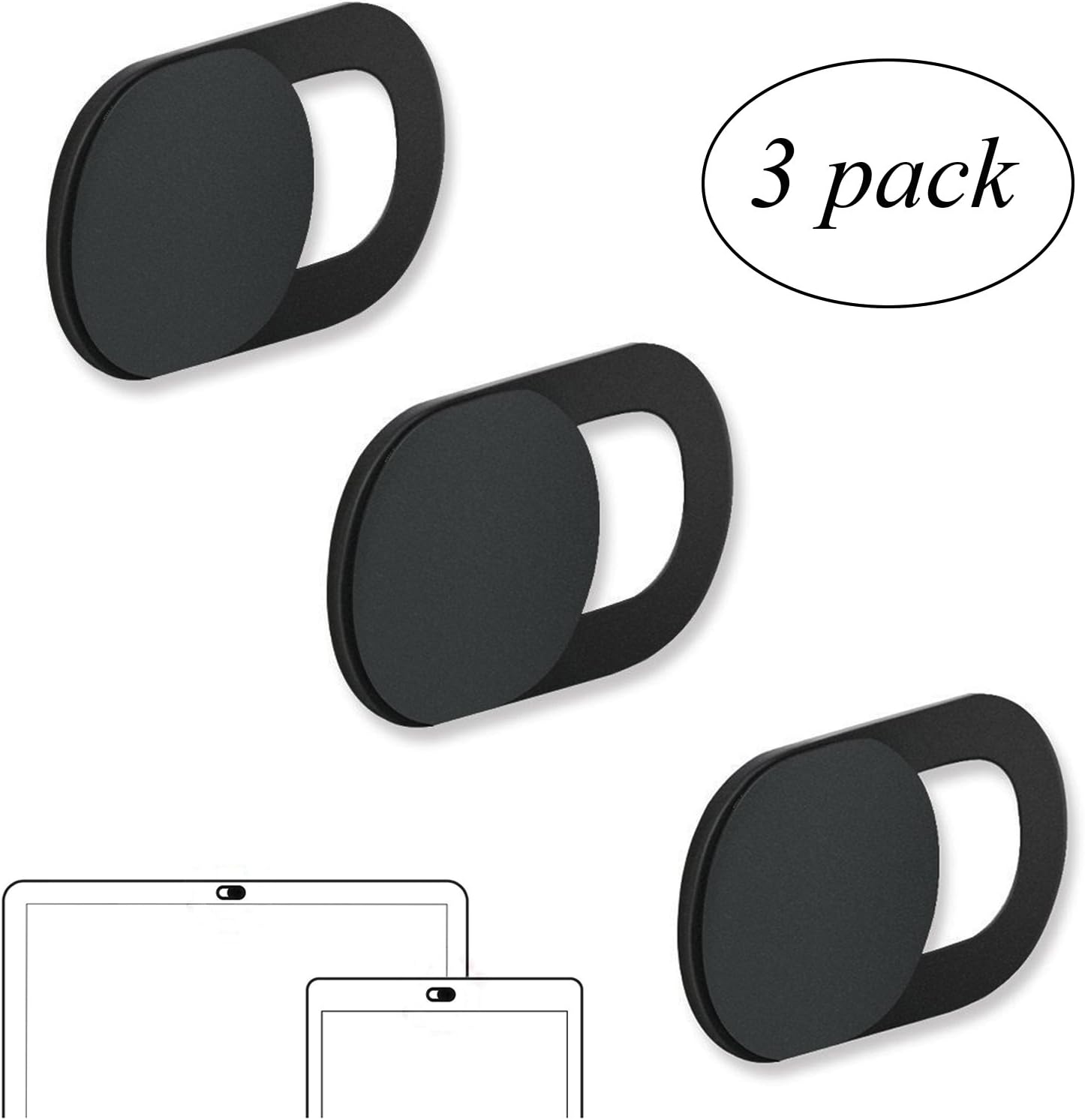 Lighten Webcam Cover Slide ABS Plastic Computer Cam Sticker Webcam Blocker for Mac, Macbook Pro, Surfcase Pro, Laptop(3 Pack)