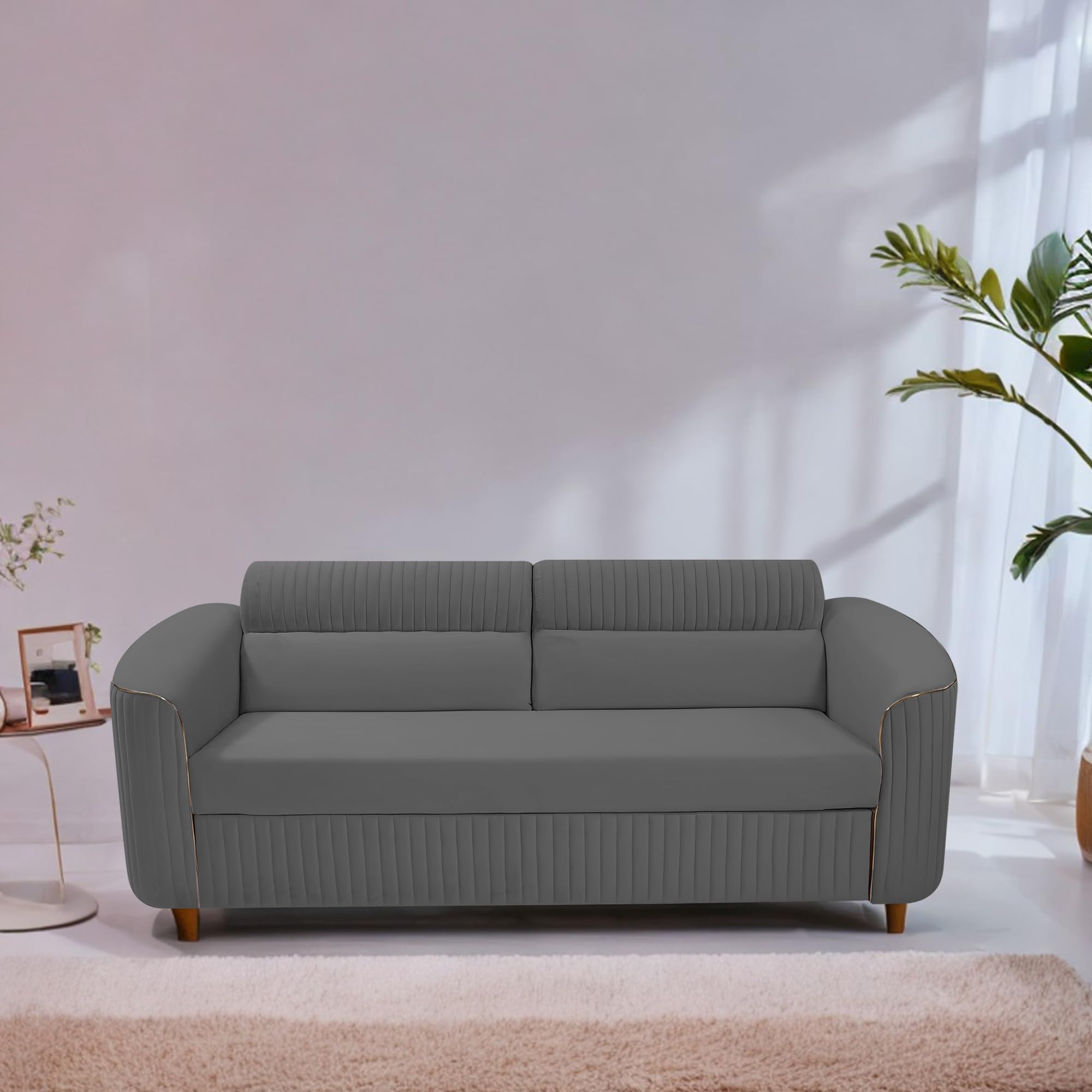 CASALIVING Torrato 3 Seater Sofa Cum Bed for Living Room (Dark Grey Colour Fabric) Premium Fabric Sofa-image-44