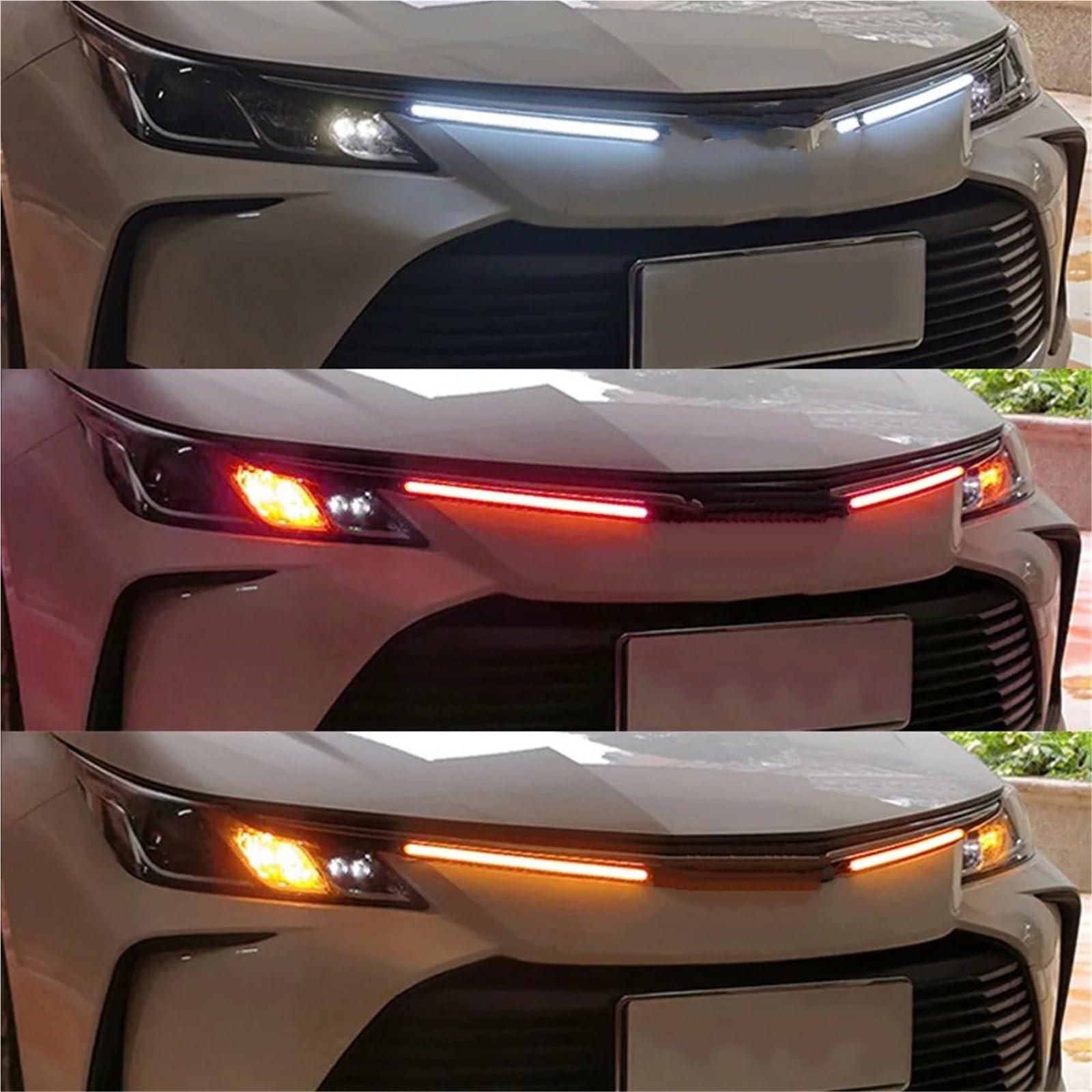 Feux Arrières Lampe 2 Pièces Drl LED Clignotant Séquentiel Bande De Lumière LED Feux De Jour Phare De Voiture Antibrouillard Lumière De Conduite Lumière Décorative Feux Arrière D'éclairage(Ice blue,23