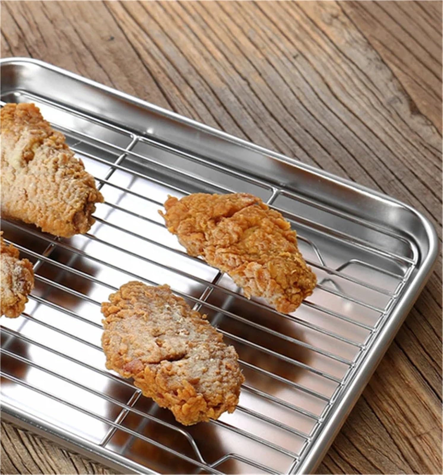 Bandeja de Servicio de Acero Inoxidable Bandeja for Horno de Acero Inoxidable 304 chapada en Oro con Rejilla enfriamiento, Apta for lavavajillas(22)