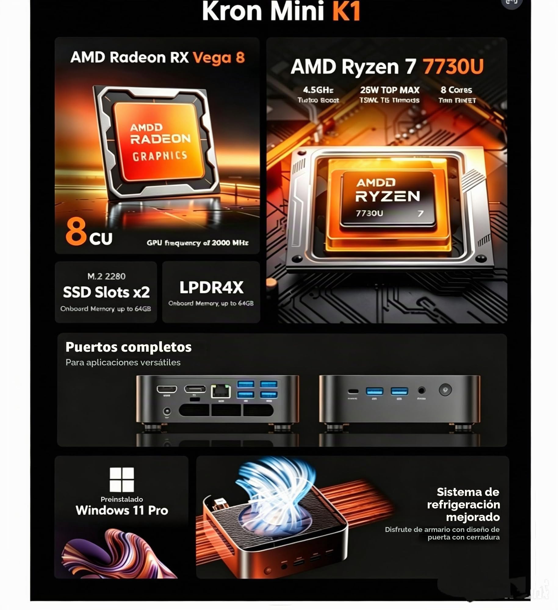 Amazon.com: ACEMAGICIAN Kron Mini K1 Mini PC, Ryzen 7 7730U