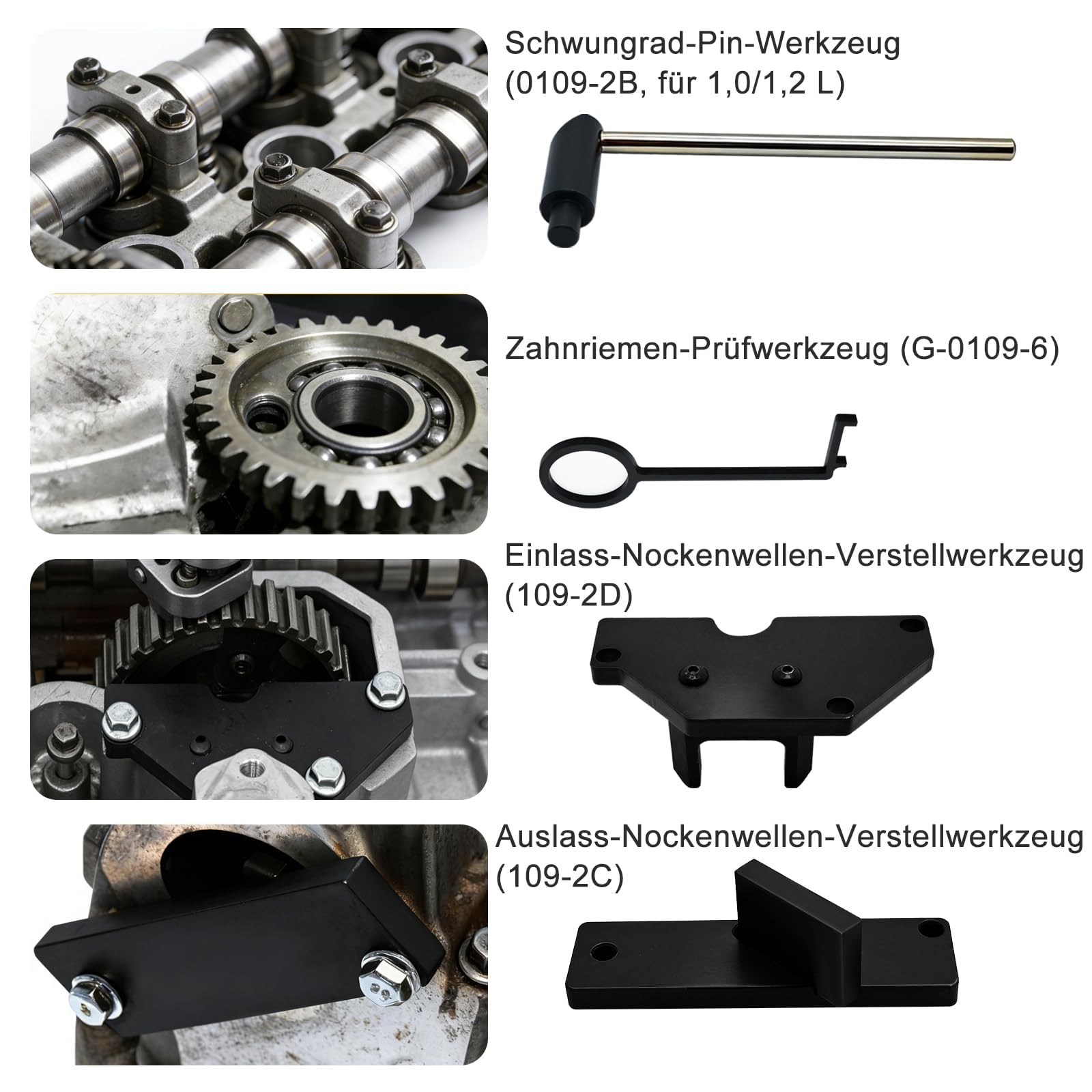 Motor Zahnriemen Werkzeug Einstellwerkzeug,Kompatibel mit Citroen,Peugeot,Opel,für 1.2 Vti (VVT) /GDI PureTech Benzin,109-2C,109-2D,0109-2B,G-0109-2E