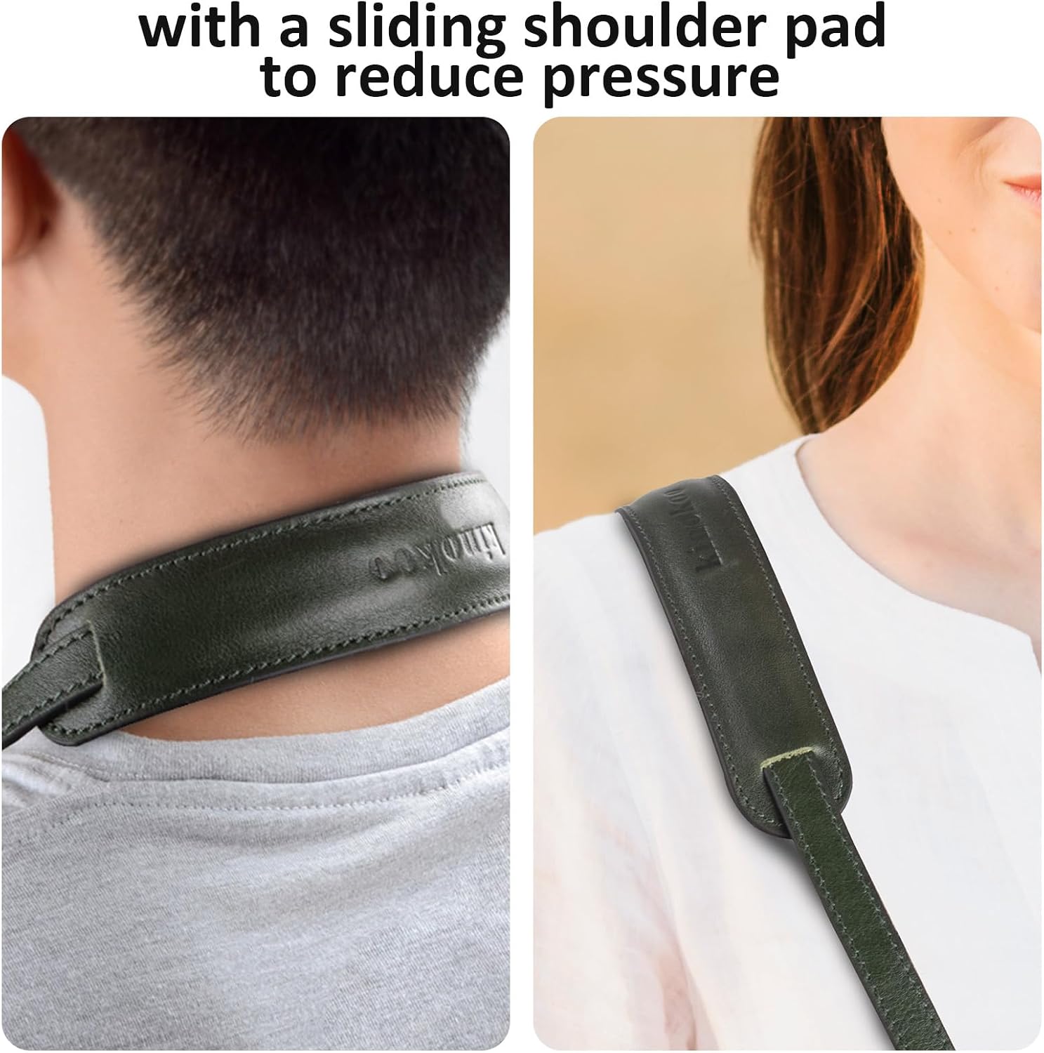 MUZIRI KIINOKOO Genuine Leather Camera Neck Shoulder Strap - Vintage Leather Shoulder Strap for Most of Digital Cameras - Retro Green
