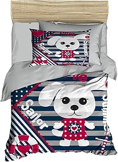100% Cotton Nautical Baby Bedding, Cute Dog Themed Duvet Cover Set, Crib Bedding for Baby Boys,