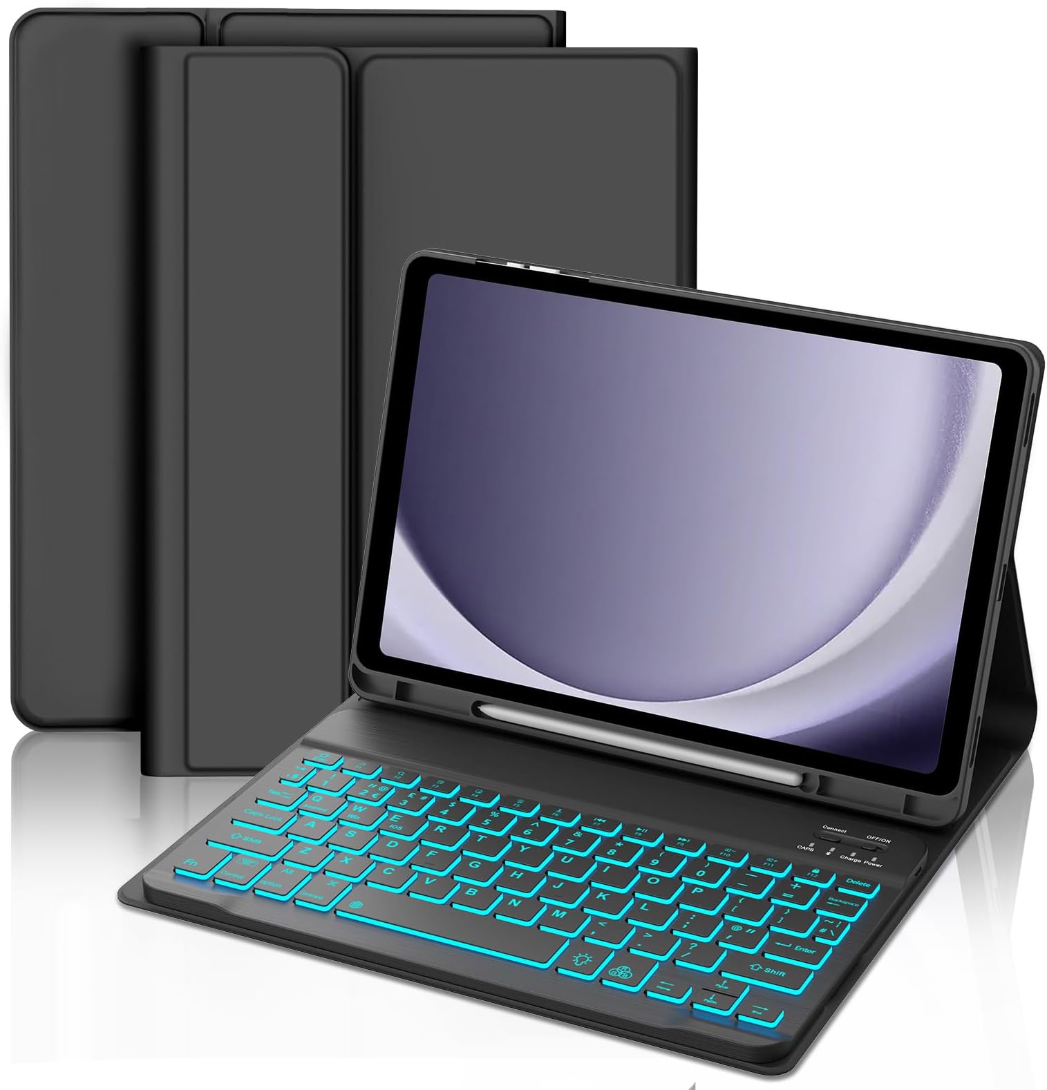 IVEOPPE Case with Keyboard for Samsung Galaxy Tab A9+(UK Layout), Keyboard Case for Samsung Galaxy Tab A9+ 11 Inch (SM-X210/X216/X218), Detachable Backlit Keypad for A9 Plus 2023, Black