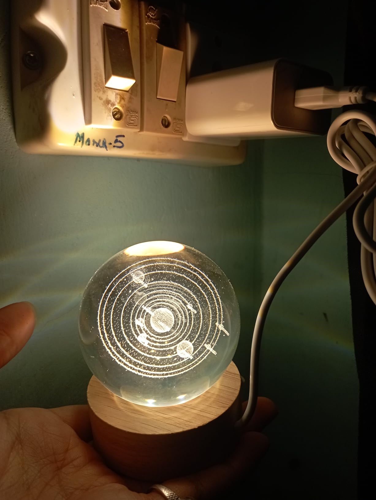 Buy ALLWIN HOUSEWARE W 3D Moon Crystal Ball Night Light,2.4 Inch Glass