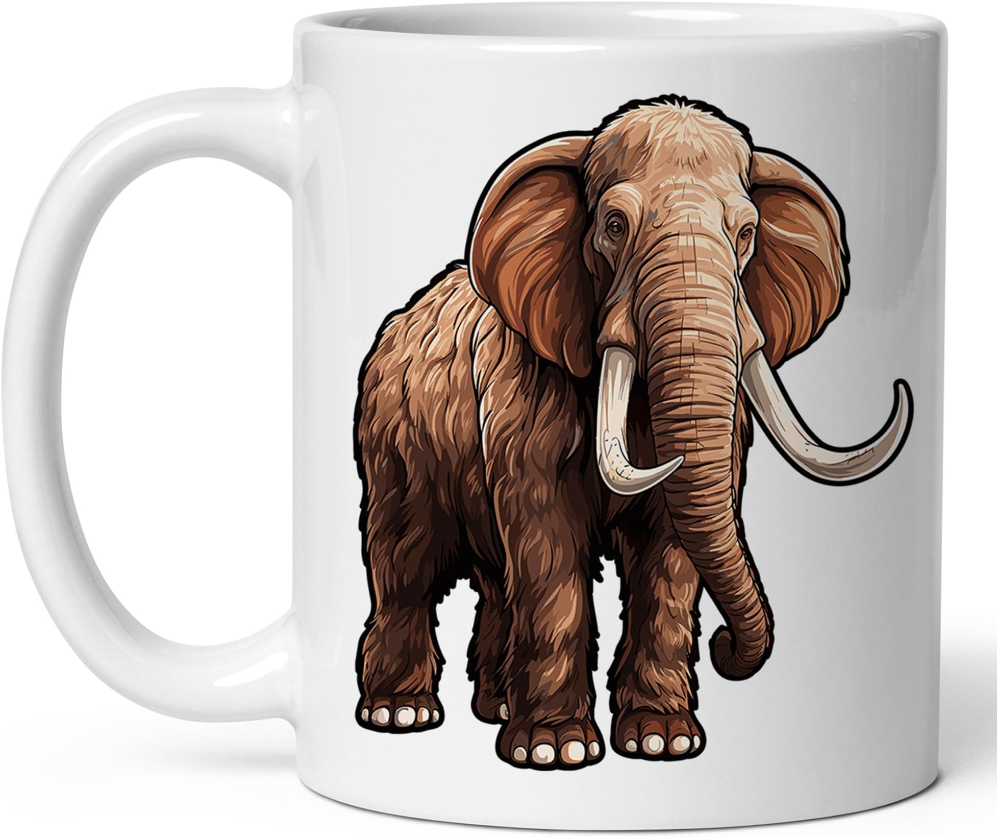 Woolly Mammoth Mug Women Men Ceramic Mugs Tea Coffee Cup with Handle Cute White - 11 oz Funny Novelty Nice Graphic Design Print for Kitchen ID44994