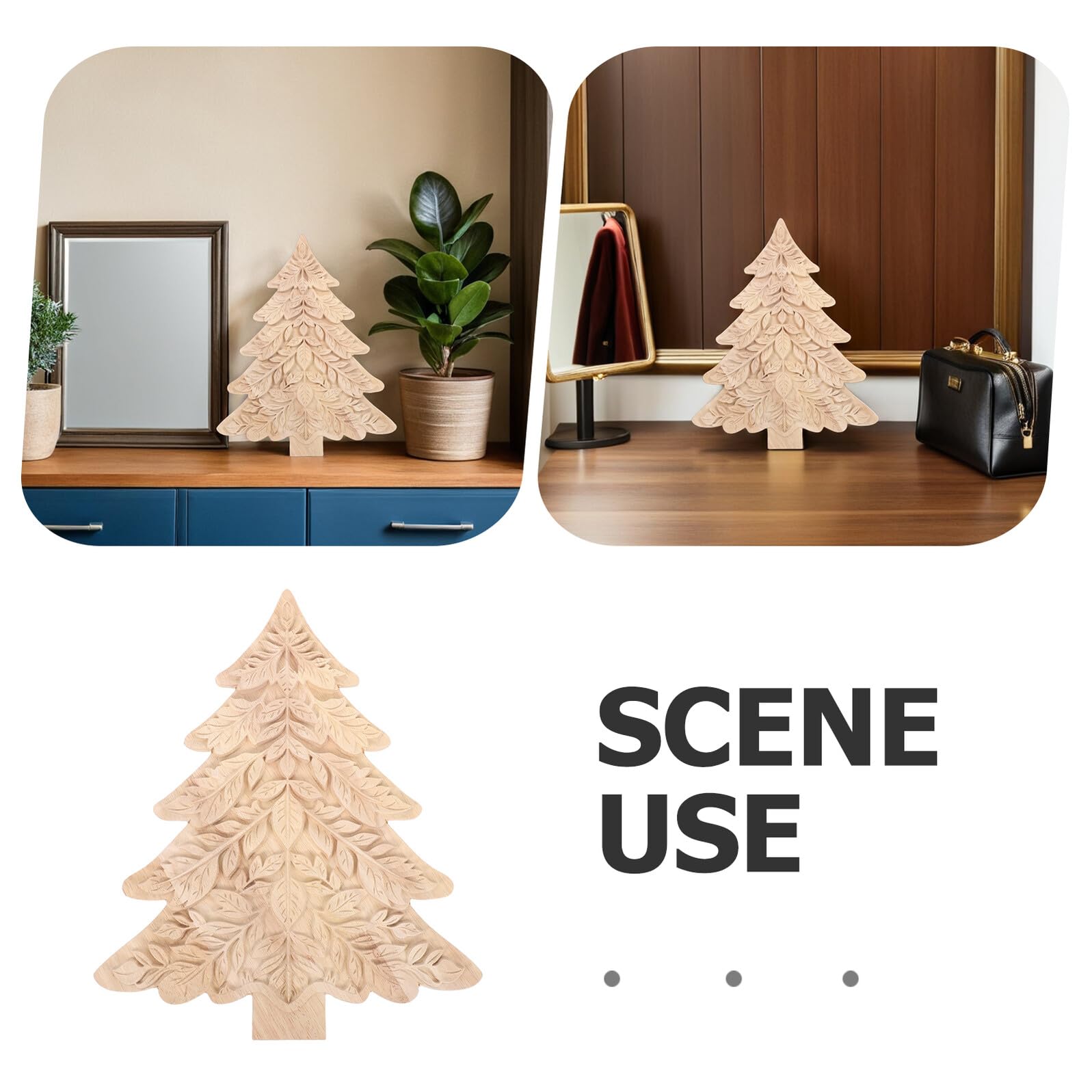 Décoration Sapin de Noël Bois Sculpté Ornements Rustiques sur Pied Éléments DIY pour Centre de Table et Cheminée Décor Hivernal Bois Naturel