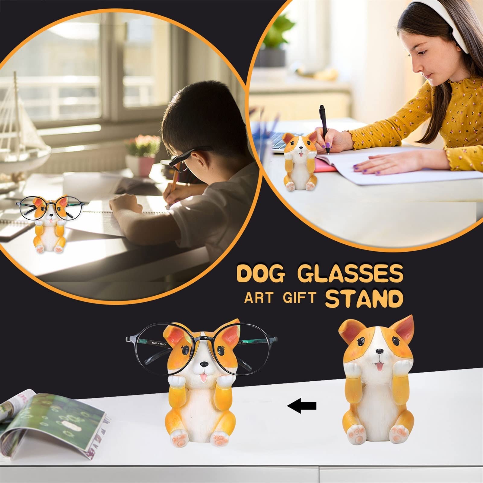 Brillenhalter Ständer Lesebrille Halter Nase Ständer Nette Tiere Desktop Ornament Armband Hängende Halter Harz Skulptur Aufbewahrungständer Dekoratives Geschenk (Color : A)