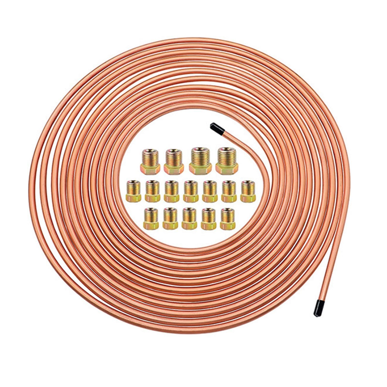 7,62 m tubo freno 3/16" set, Ø 4,75 mm rame-nichel rame, ricambio per tubo del freno, raccordi e connettori flaring DIN rame acciaio ramato assortimento per bordatura