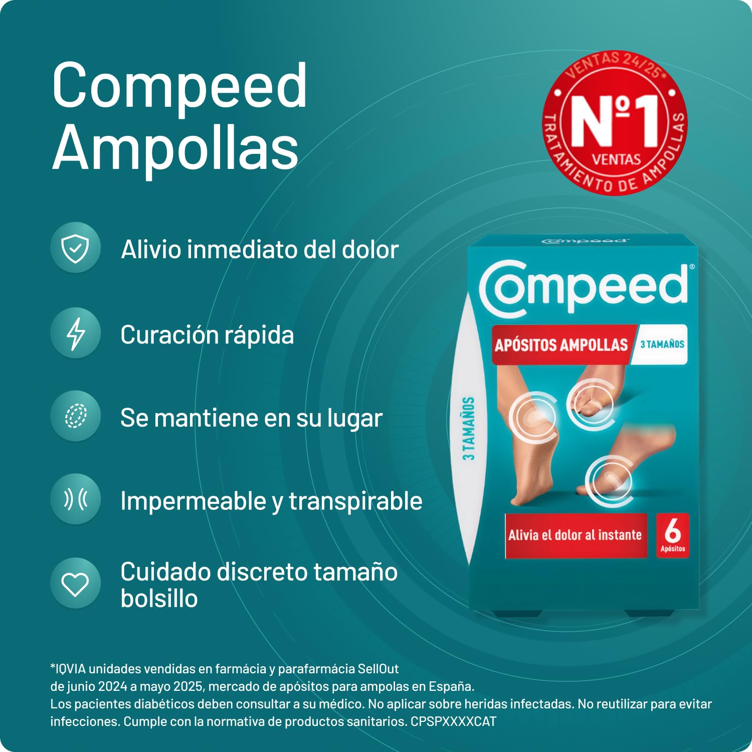 COMPEED Ampollas Surtido, Apósitos Hidrocoloides Contra Rozaduras, Pack 2 x 6 uds. — view 2