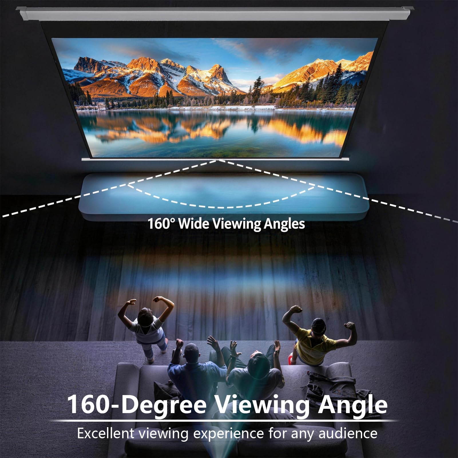 EMART Telo Proiettore di Proiezione 150 Pollici 4K HD con Set Supporto, Lo Sfondo Può Essere Proiettato su Entrambi i Lati, Adatto per La Visione di Film in Sala, Riunioni ed Eventi All'aperto