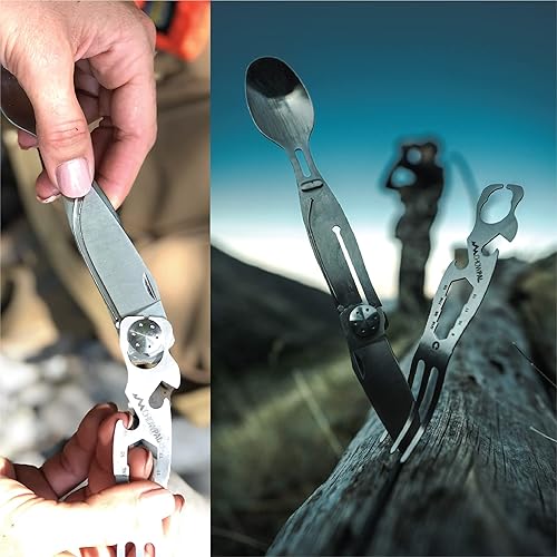 Miniatura 8 de Outdoor Edge ChowPal - Multiherramienta para comer con cuchillo plegable, tenedor, cuchara, abrebotellas, abrelatas, llave graduada y