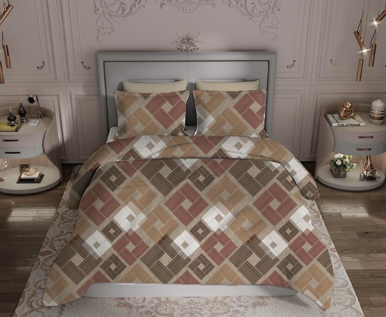 Home Satin Stripe Duvet Covers Double Bed Premium Cotton- Quilt/Comforter/Rajai Cover for Home, Hotels, Guest House, Resorts- 91 X 101inches (Multicolor 12)-image-17
