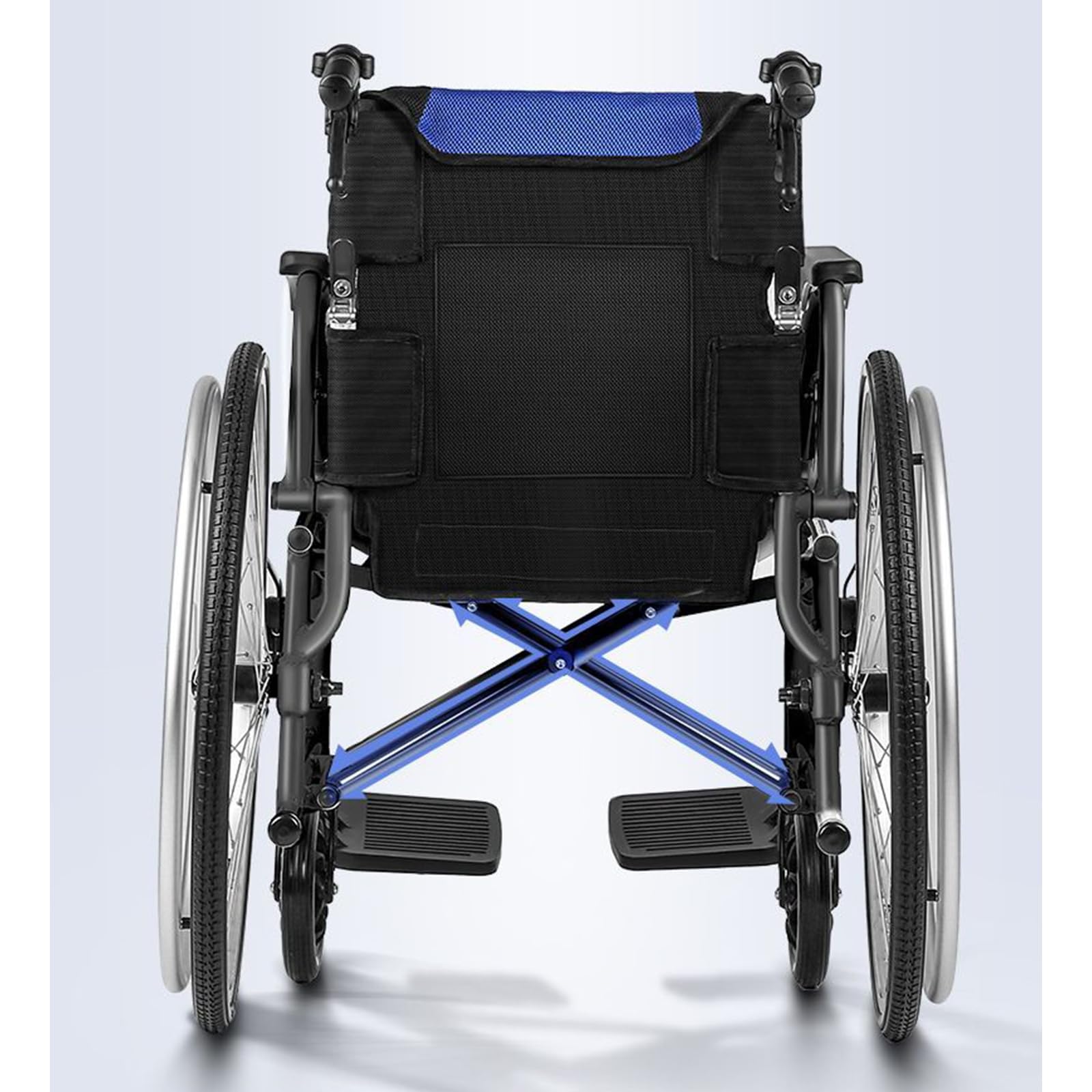 Silla de ruedas manual autopropulsada, silla de ruedas de aluminio plegable ligera con frenos de mano, ruedas traseras de liberación rápida y amortiguador para una fácil movilidad