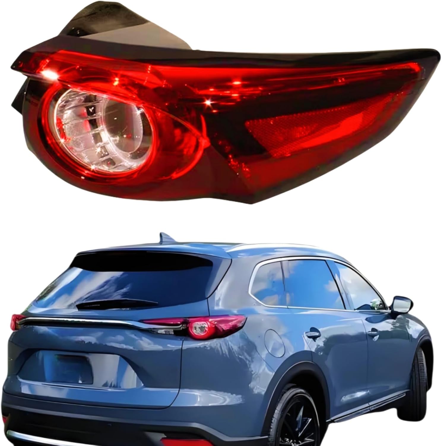 Left Driver Side Tail Light Assembly Compatible with Mazda CX-9 2016-2023 Rear Tail Lamp US Version Replace TK49-51150 Low Configuration