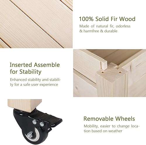 Miniatura 6 de LYNSLIM - Maceta elevada de madera de 2 niveles para jardín, para plantar y cultivar verdura, marco de madera de cedro natural, fácil de montar