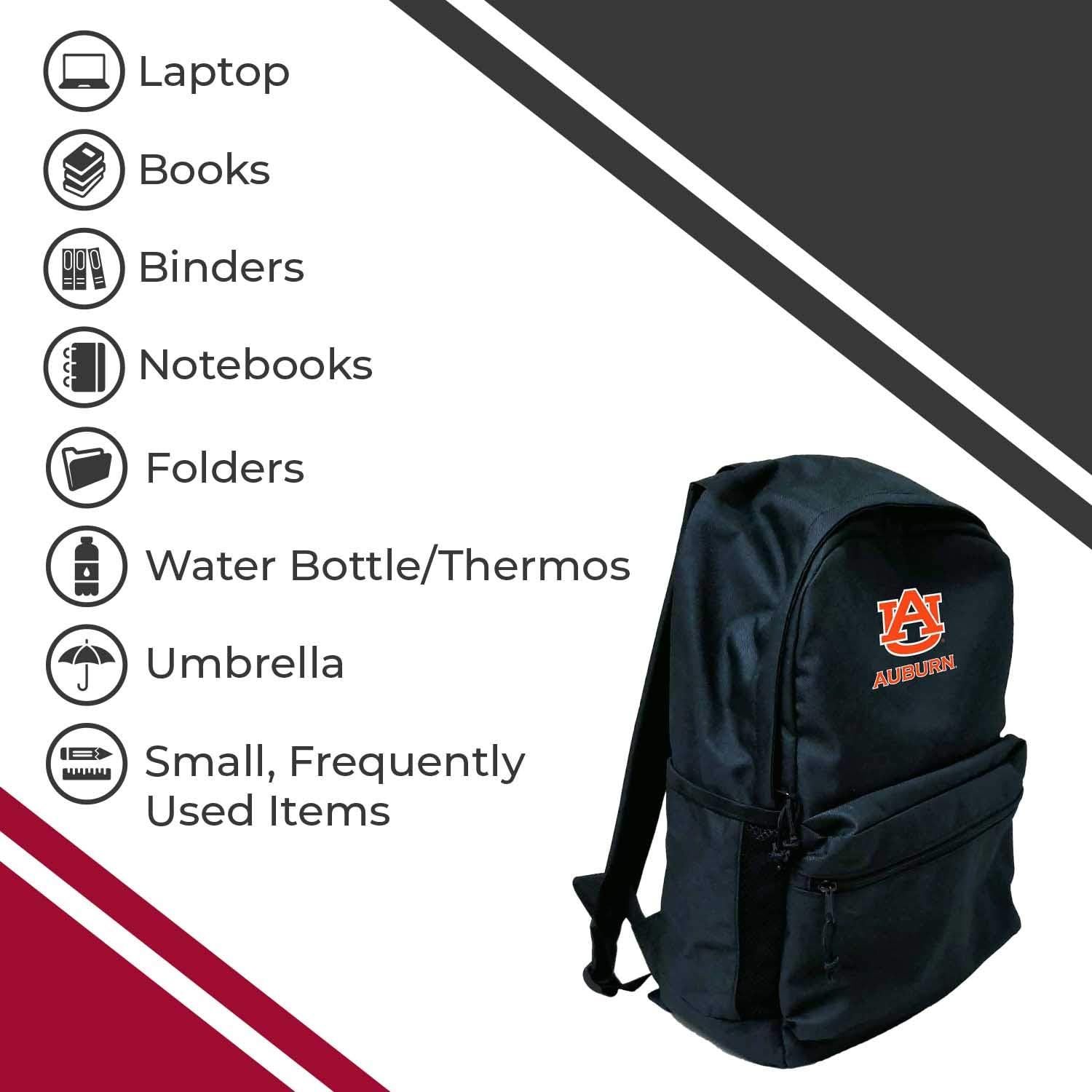 Campus Colors Honor Roll Tech Friendly Backpack (Auburn Tigers - Black,) : Sports & Outdoors