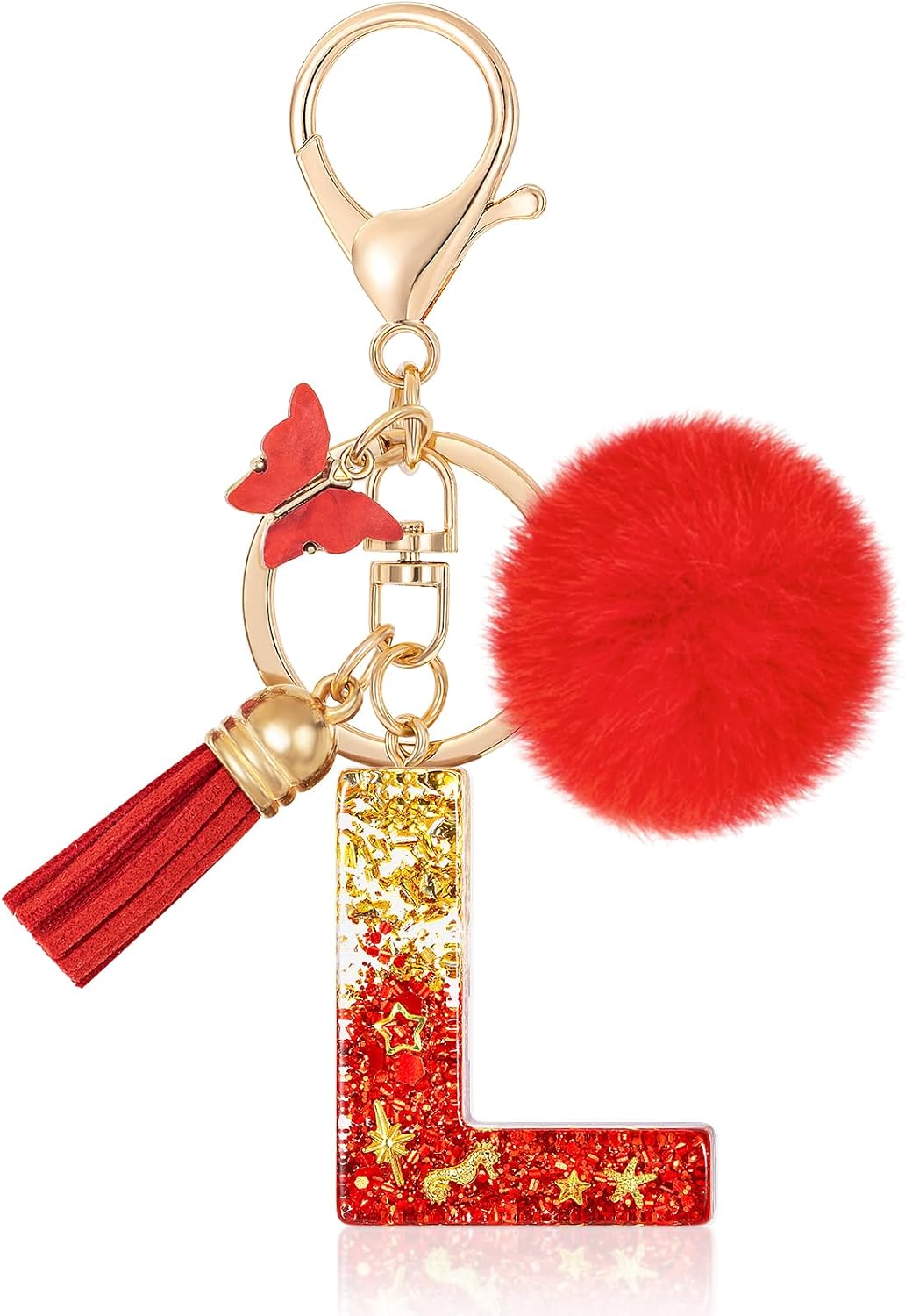 MWOOT Resin Letter Keychain, Car Keyring, Red Keychains for Women Bag Decor