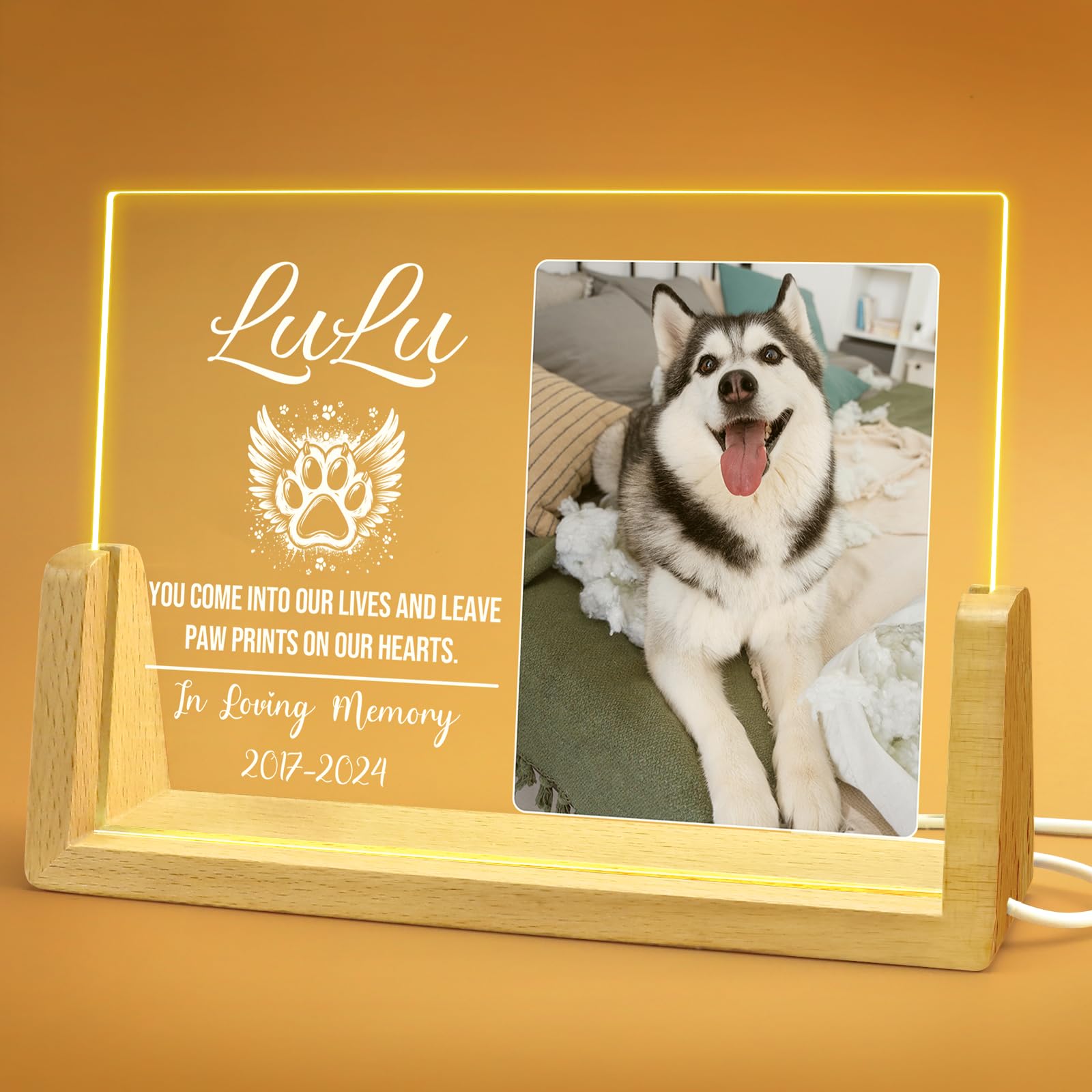 XIAYUEHUA Personalized Pet Memorial Gifts - in Memory of Dog Night Lights, Custom Dog Memorial Gifts for Loss of Dog, Memorial Plaques for Dogs — image 1