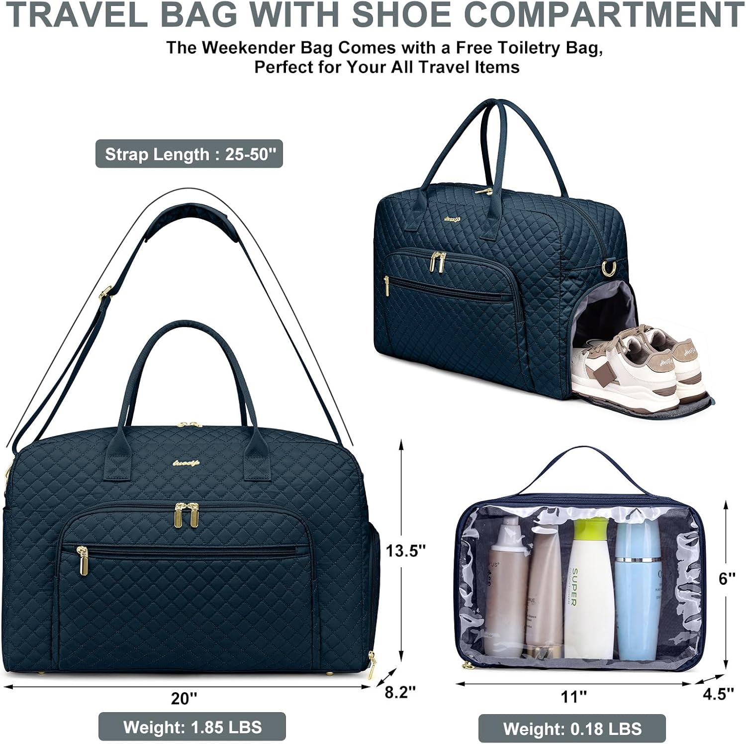 Travel Duffle Weekender Bags for Women - Weekend Bag Women with Shoe Compartment Carry On Overnight Bag with Toiletry Bag Duffel Bags Wet Pocket for Gym Hospital Bags for Labor and Delivery - Image 2