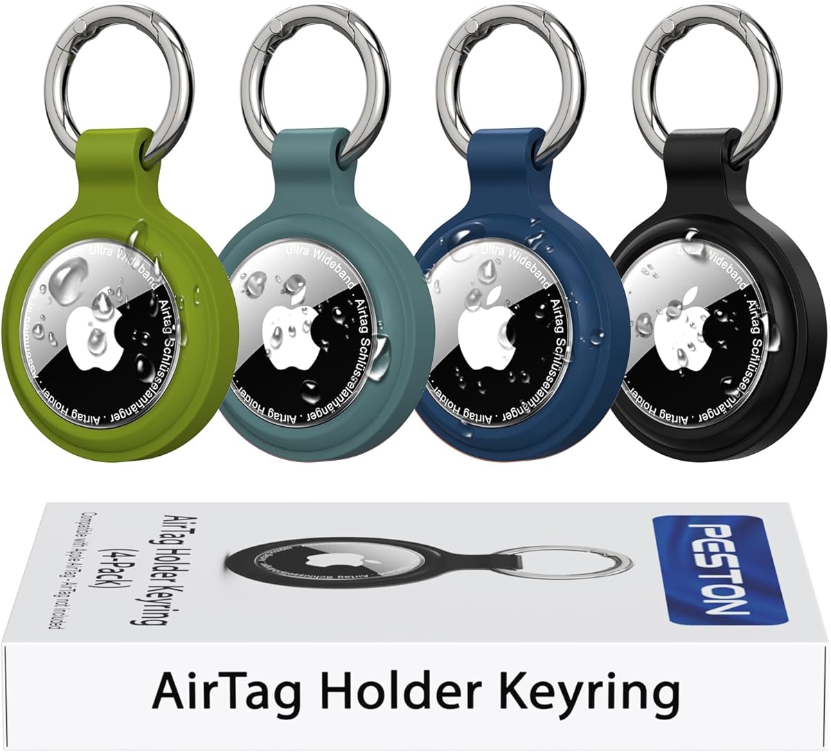 [4-Pack] Case for Apple AirTag Holder Keychain – IPX6 Waterproof, Anti-Lost, Scratch-Resistant Case for Air Tag – for Keys, Pets, Luggage