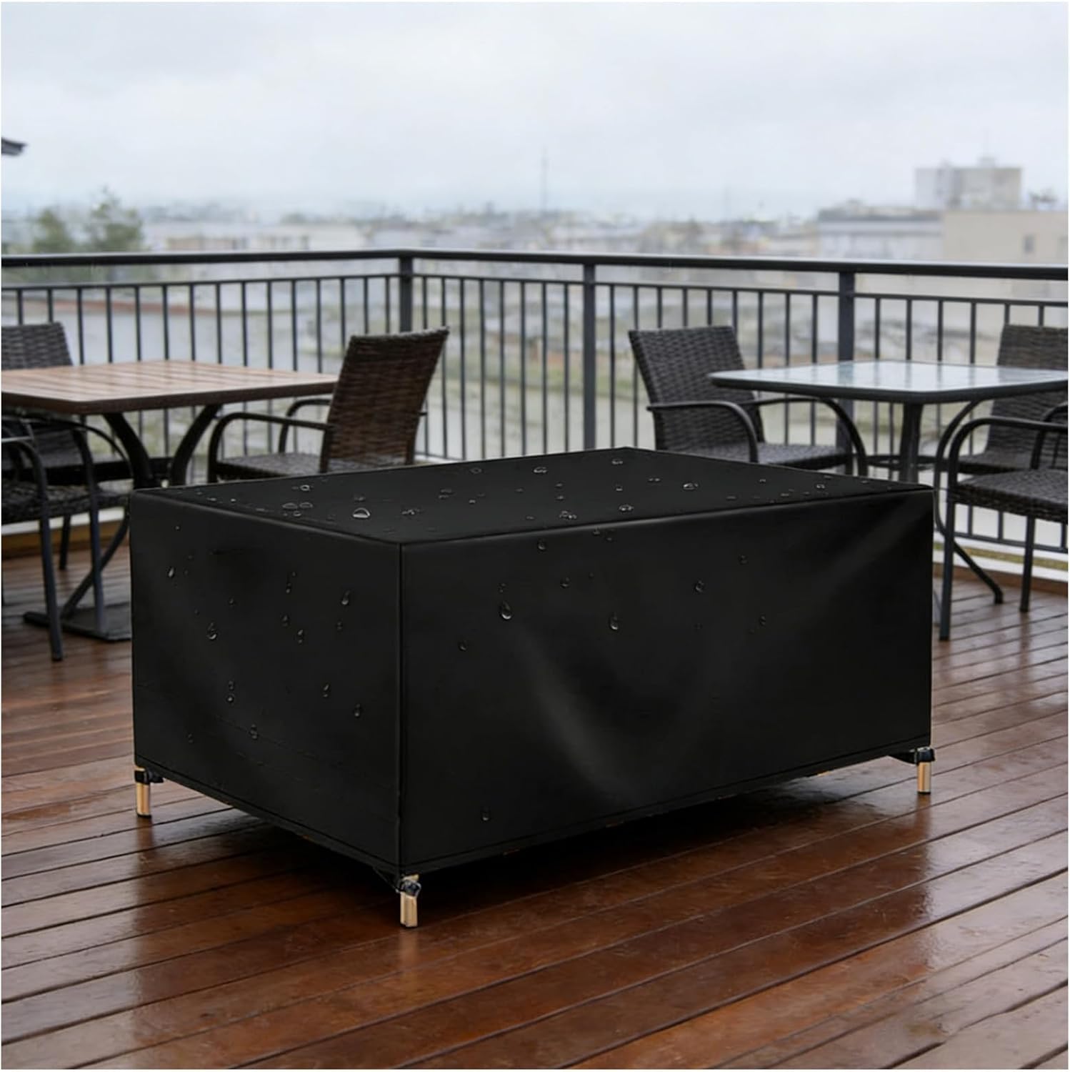 Patio Furniture Covers, 80x72x33inch/202x182x85cm Heavy Duty Black Outdoor Furniture Cover Waterproof, Rectangle Sectional Sofa Set Covers Patio Table and Chair Set Cover