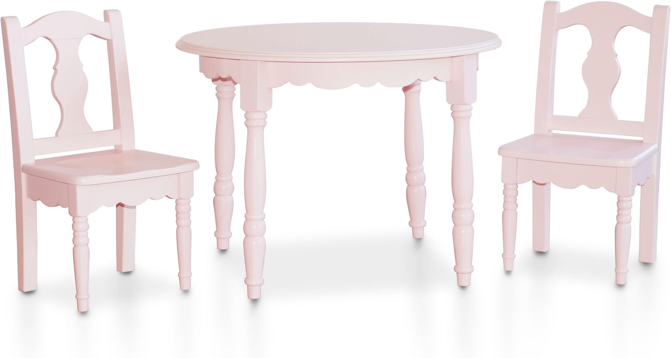 Lindsey Round Wood Table and Chair Set, Soft Pink